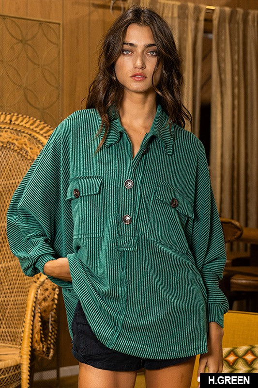 OVERSIZED BUTTON UP