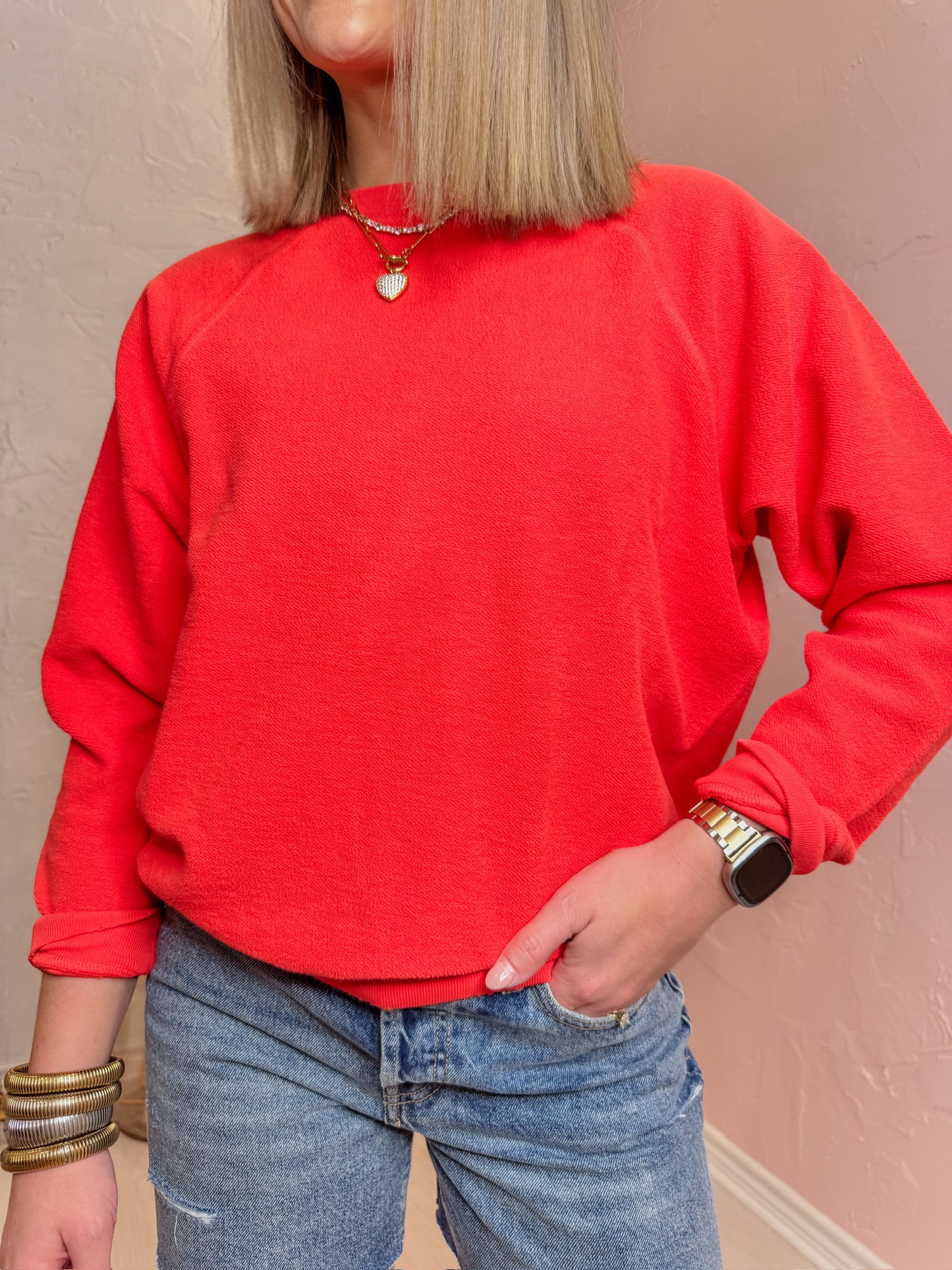 SOLID REVERSE RAGLAN SWEATSHIRT