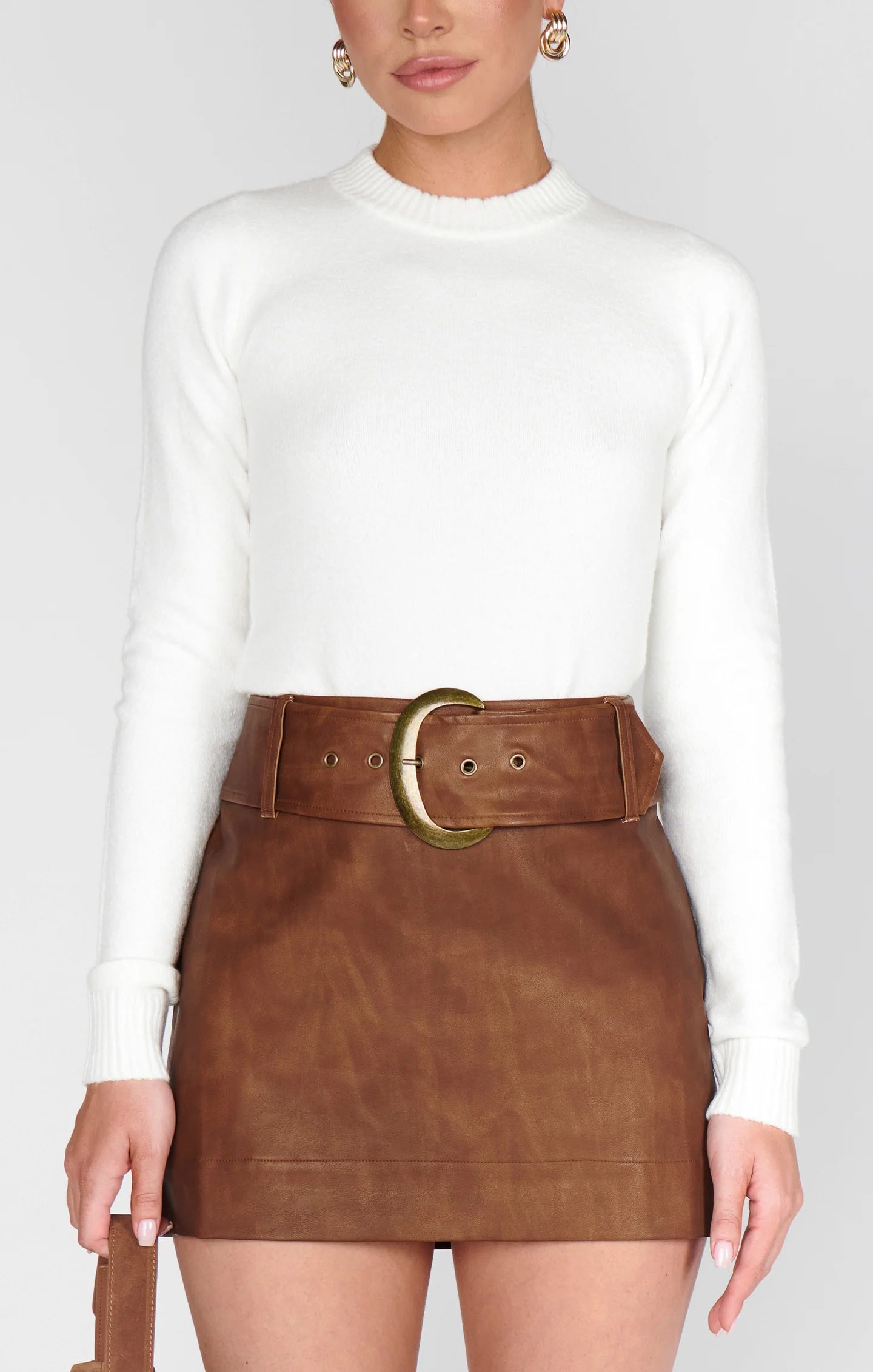 MAVERICK MINI SKIRT CHESTNUT BROWN