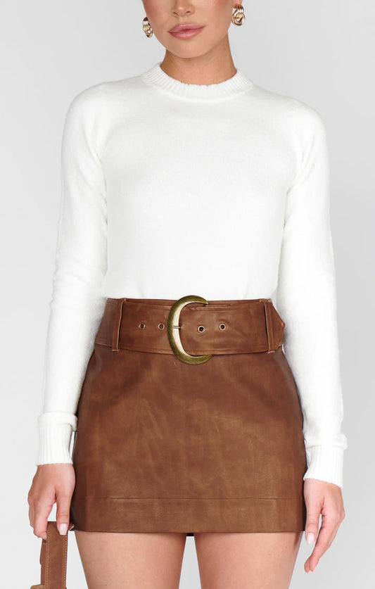 MAVERICK MINI SKIRT CHESTNUT BROWN