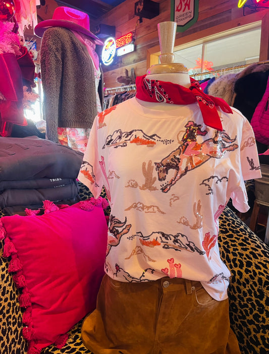 BUCKING COWGIRL TEE