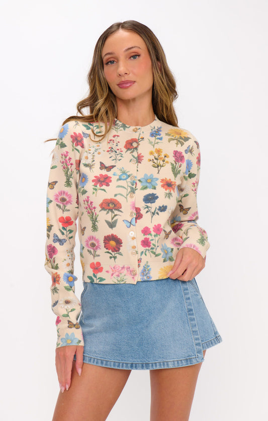 CAFE CARDIGAN FRENCH FLORAL KNIT