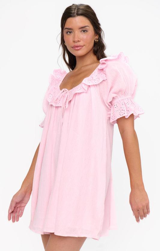 TOULOUSE DRESS PINK EYELET