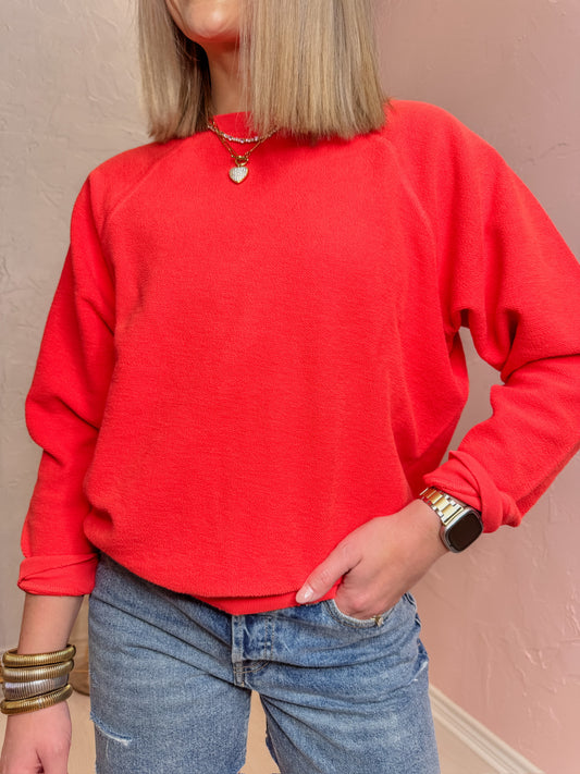 SOLID REVERSE RAGLAN SWEATSHIRT