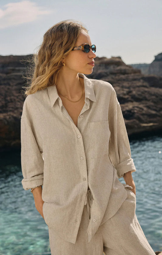 ALLIE BUTTON UP SHIRT FLAX