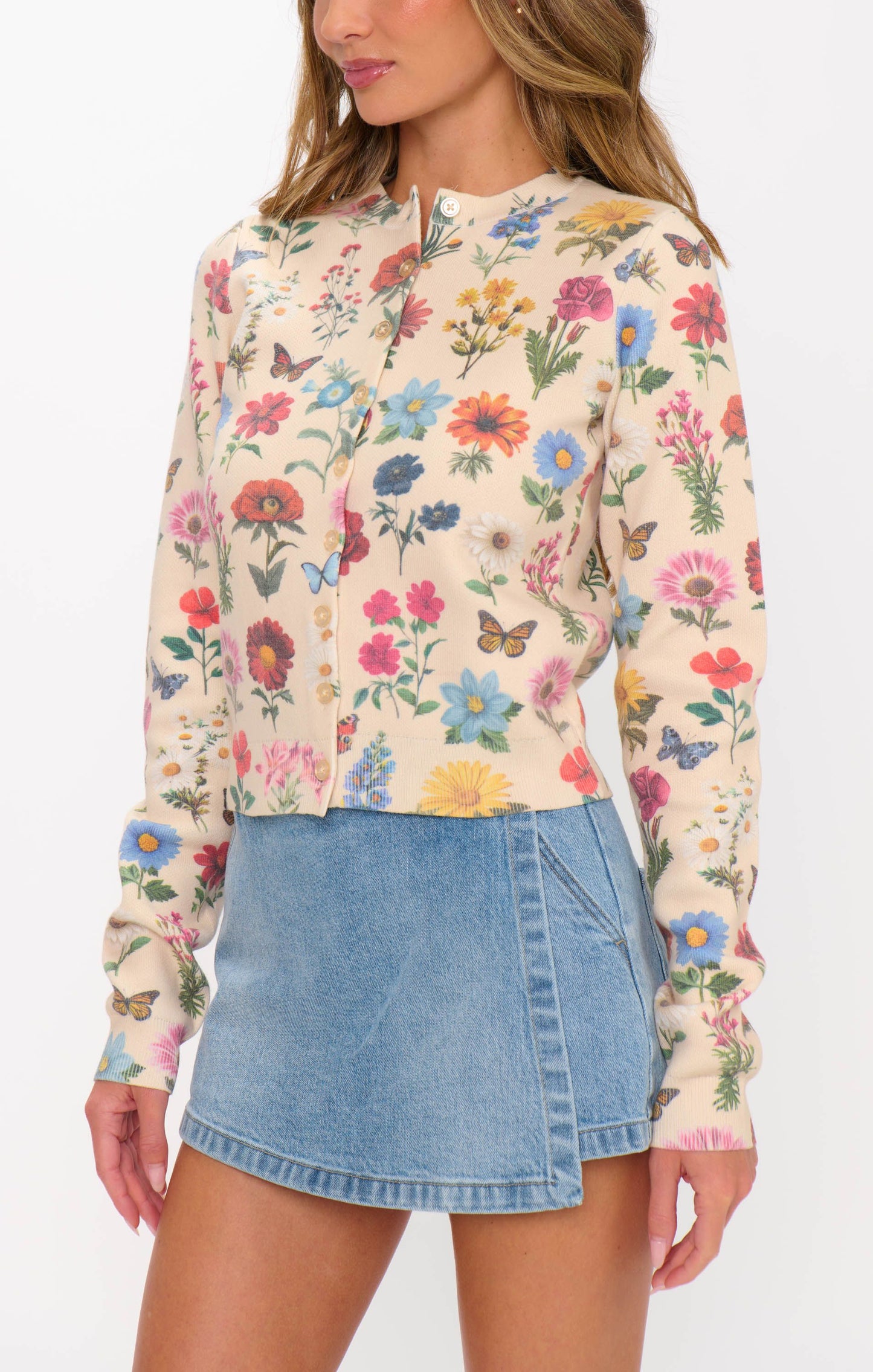 CAFE CARDIGAN FRENCH FLORAL KNIT