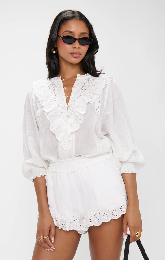 CANNES SHORTS WHITE EYELET
