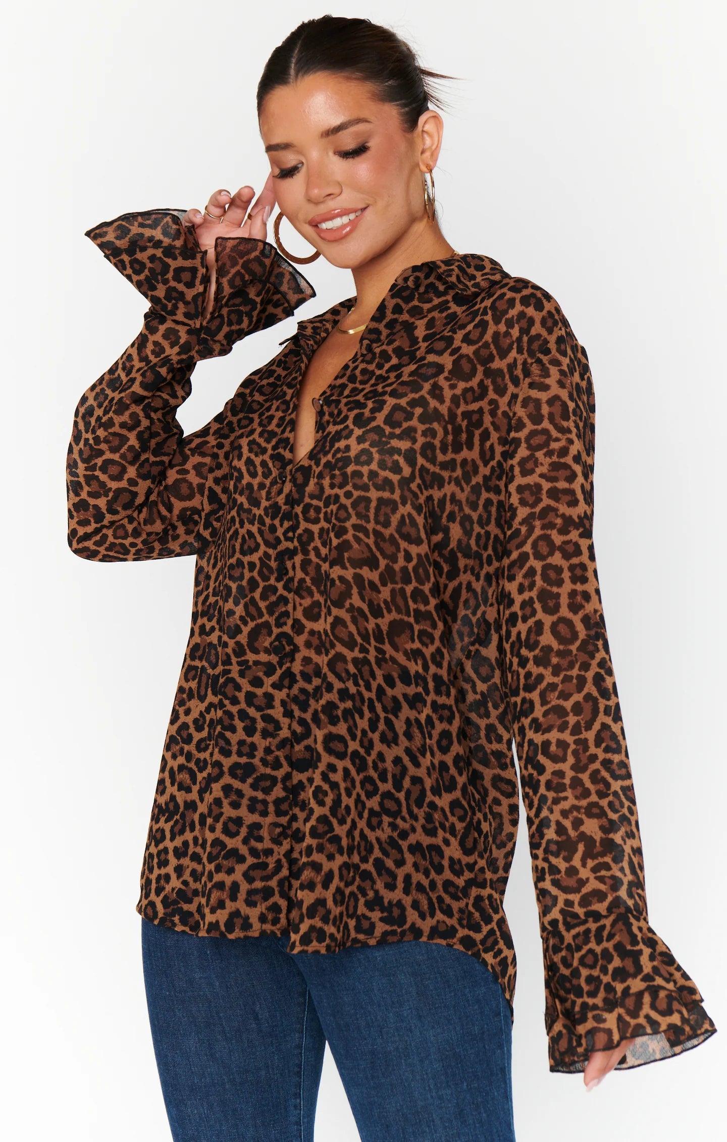 CARMELA TOP LEOPARD LATTE