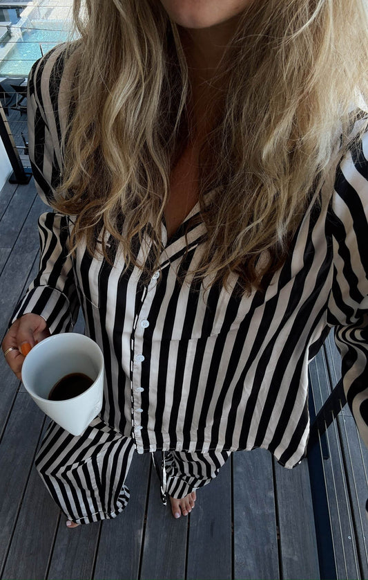 CLASSIC PJ SET MIDNIGHT STRIPE SILKY