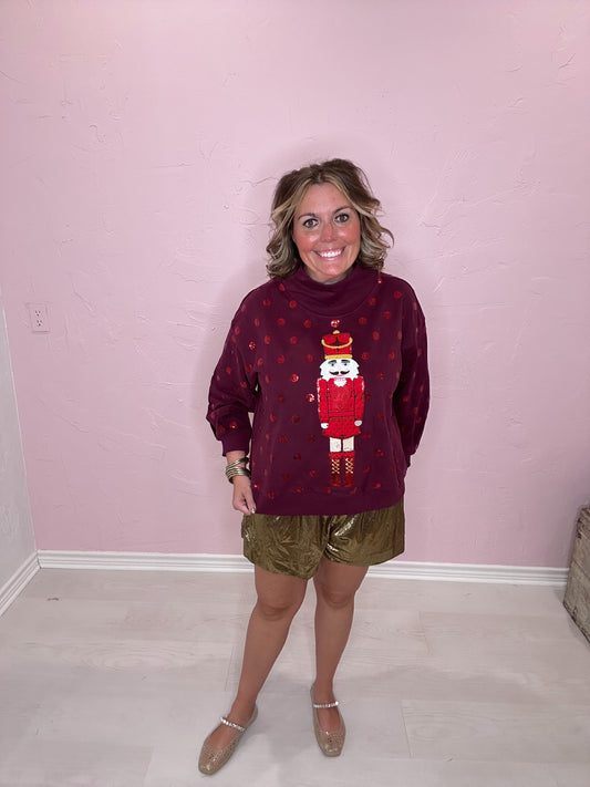 RED POLKA DOT QUEEN CARD MOCKNECK