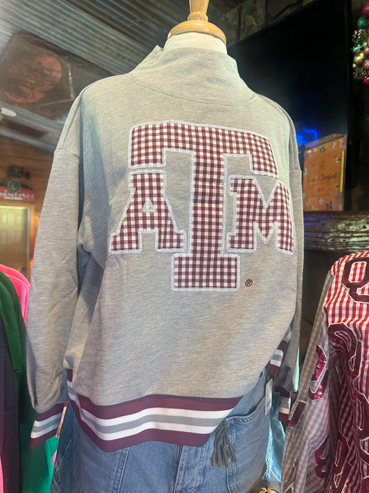 A&M GINGHAM MOCK NECK