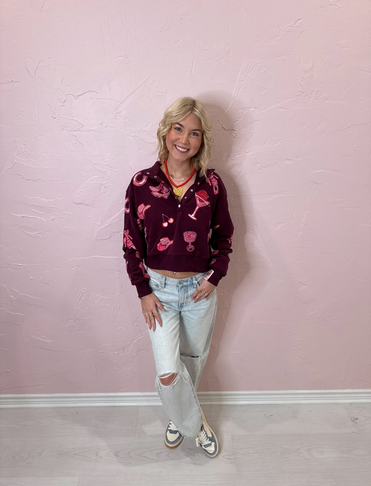 PLUM & PINK DISCO COWGRIL SWEATSHIRT