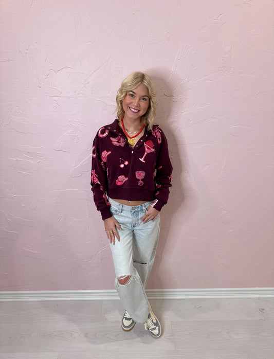PLUM & PINK DISCO COWGRIL SWEATSHIRT