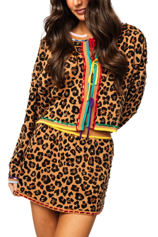 LEOPARD MULTI RHINESTONE SWEATER