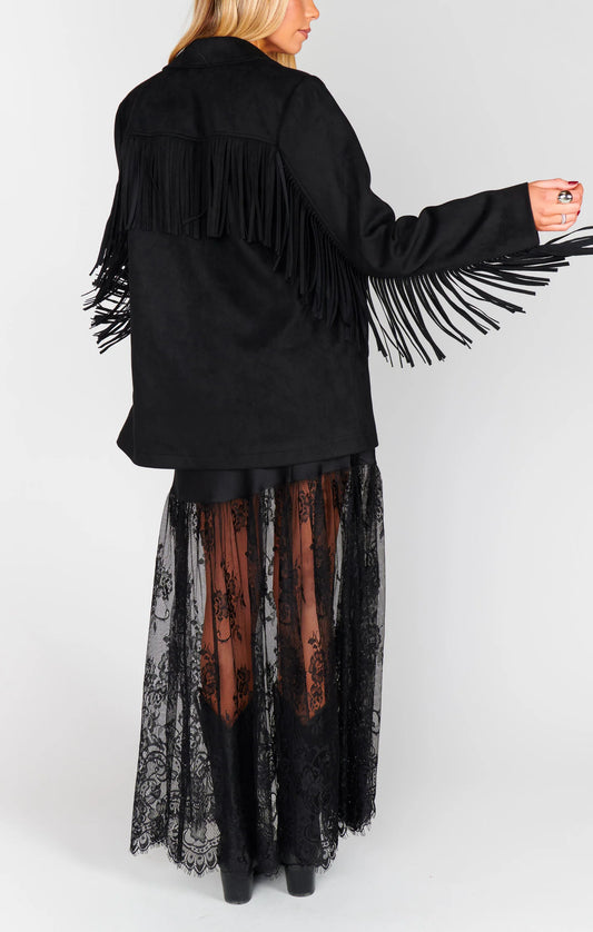 SIERRA FRINGE JACKET BLACK SUEDE