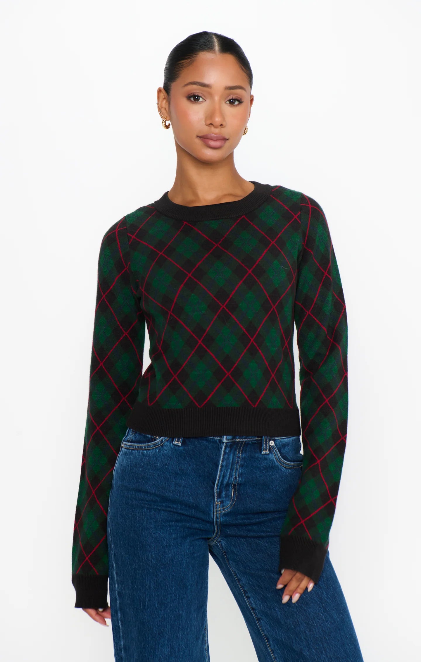 TUCK IN SWEATER MISTLETOE PLAID