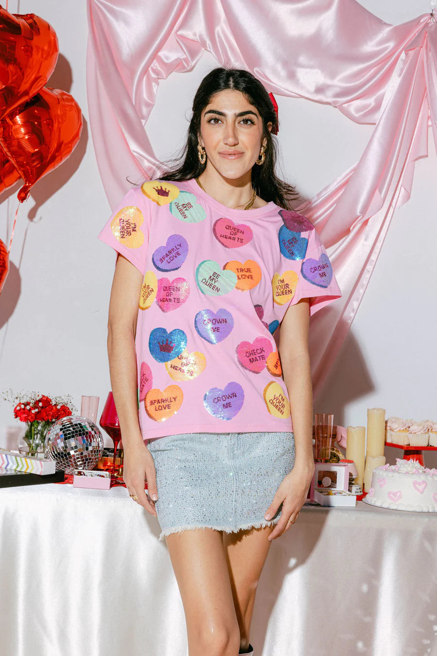 SEQUIN CANDY HEART TEE